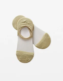 Socks Sheer No Show Gold Lurex