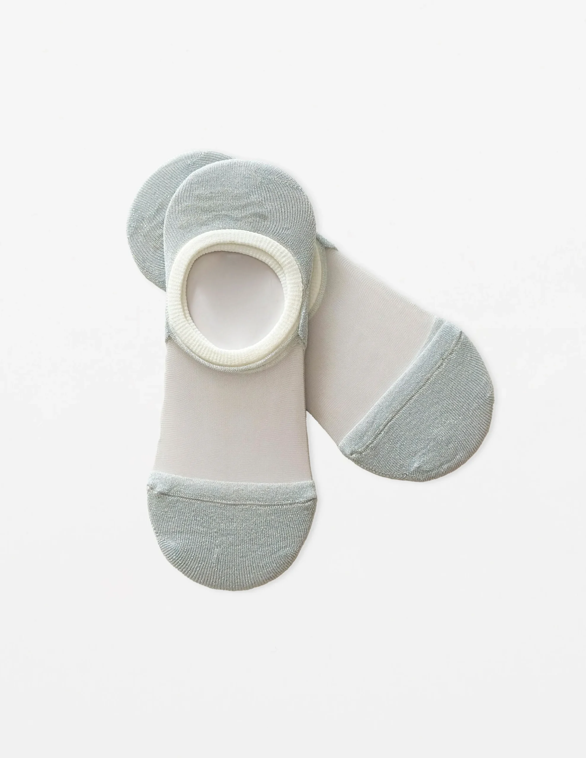 Socks Sheer No Show Silver Lurex