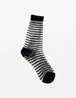 Socks Sheer Stripes Black