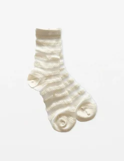 Socks Striped Crochet White