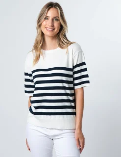 STELLA ESSENTIALS Baldwin Top - Navy/White Stripe