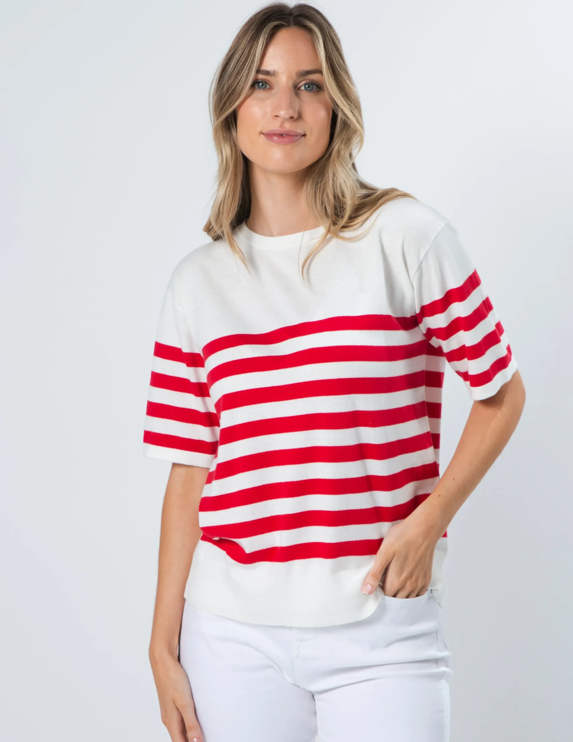 STELLA ESSENTIALS Baldwin Top - Red/White Stripe