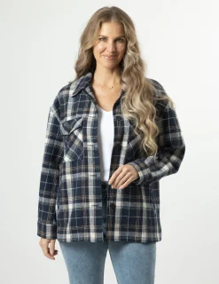 STELLA ESSENTIALS Becca Shacket - Navy Check