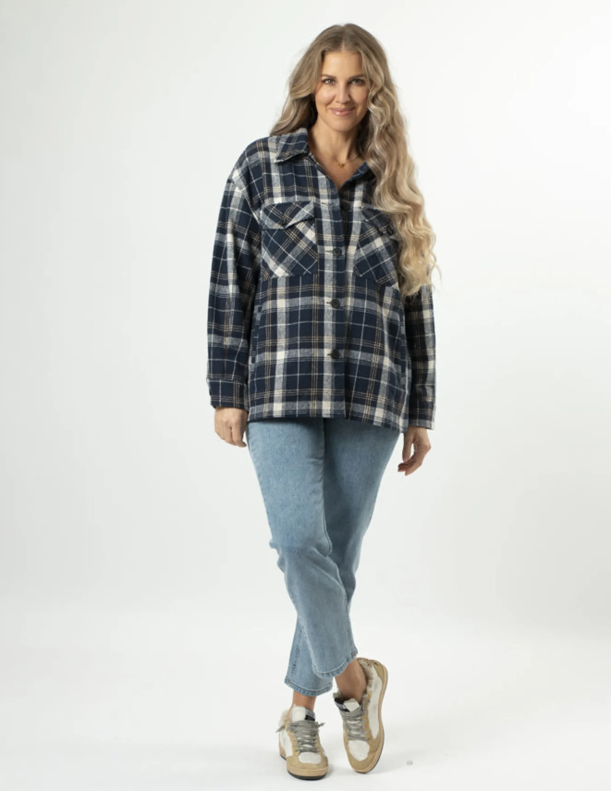 STELLA ESSENTIALS Becca Shacket - Navy Check