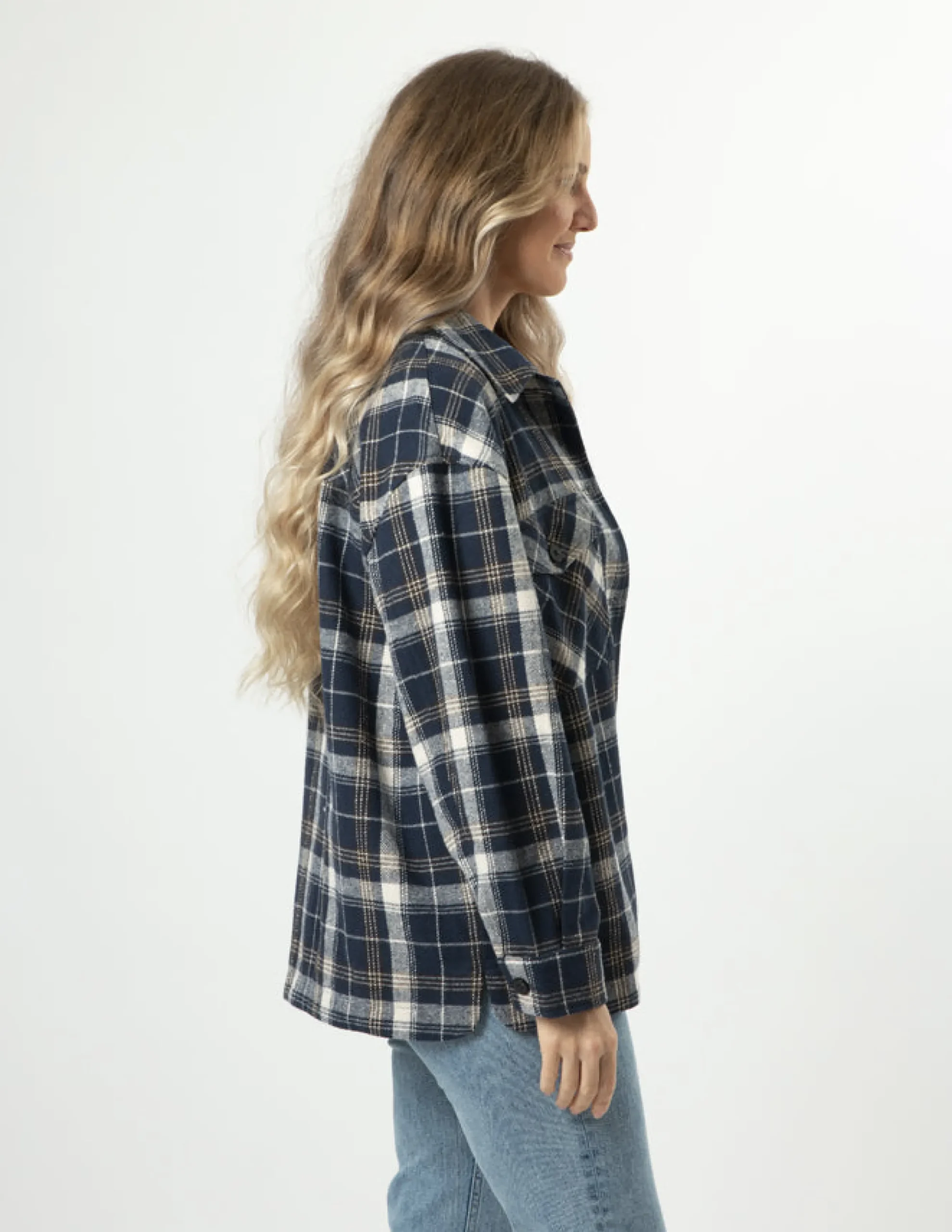 STELLA ESSENTIALS Becca Shacket - Navy Check