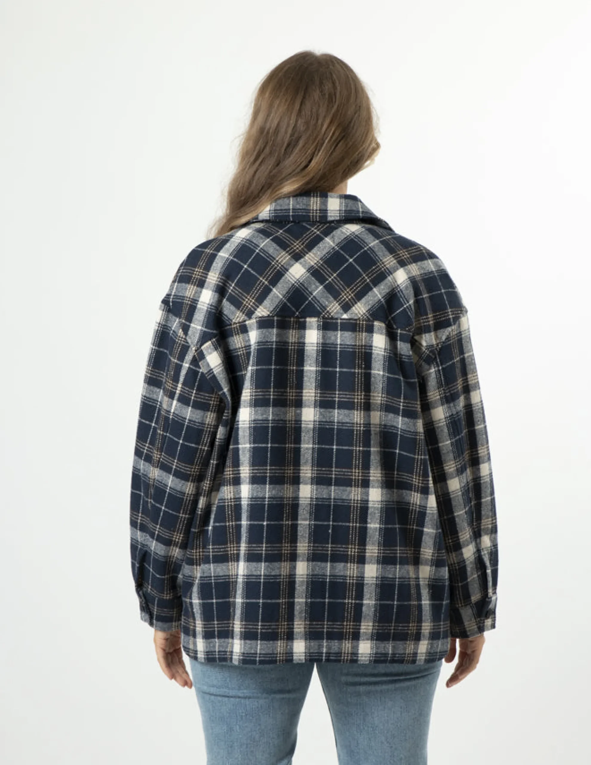 STELLA ESSENTIALS Becca Shacket - Navy Check