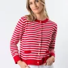 STELLA ESSENTIALS Navy Cardi - Red and White