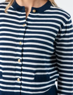 STELLA ESSENTIALS Navy Cardi - Navy and White