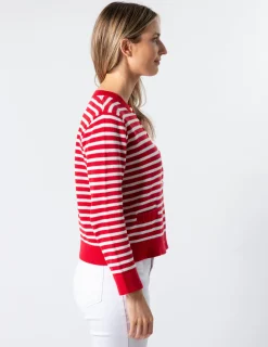 STELLA ESSENTIALS Navy Cardi - Red and White