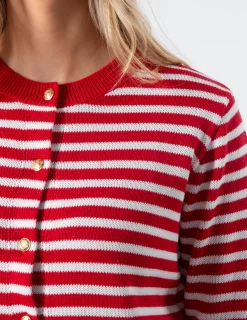 STELLA ESSENTIALS Navy Cardi - Red and White