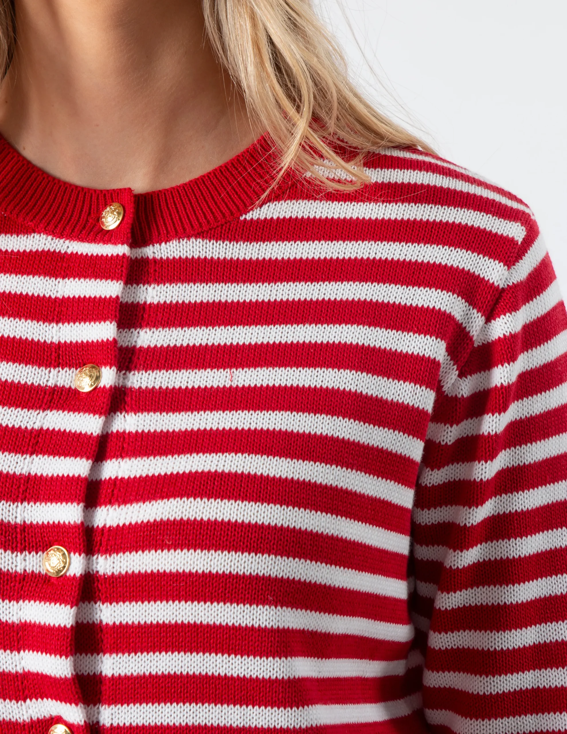 STELLA ESSENTIALS Navy Cardi - Red and White