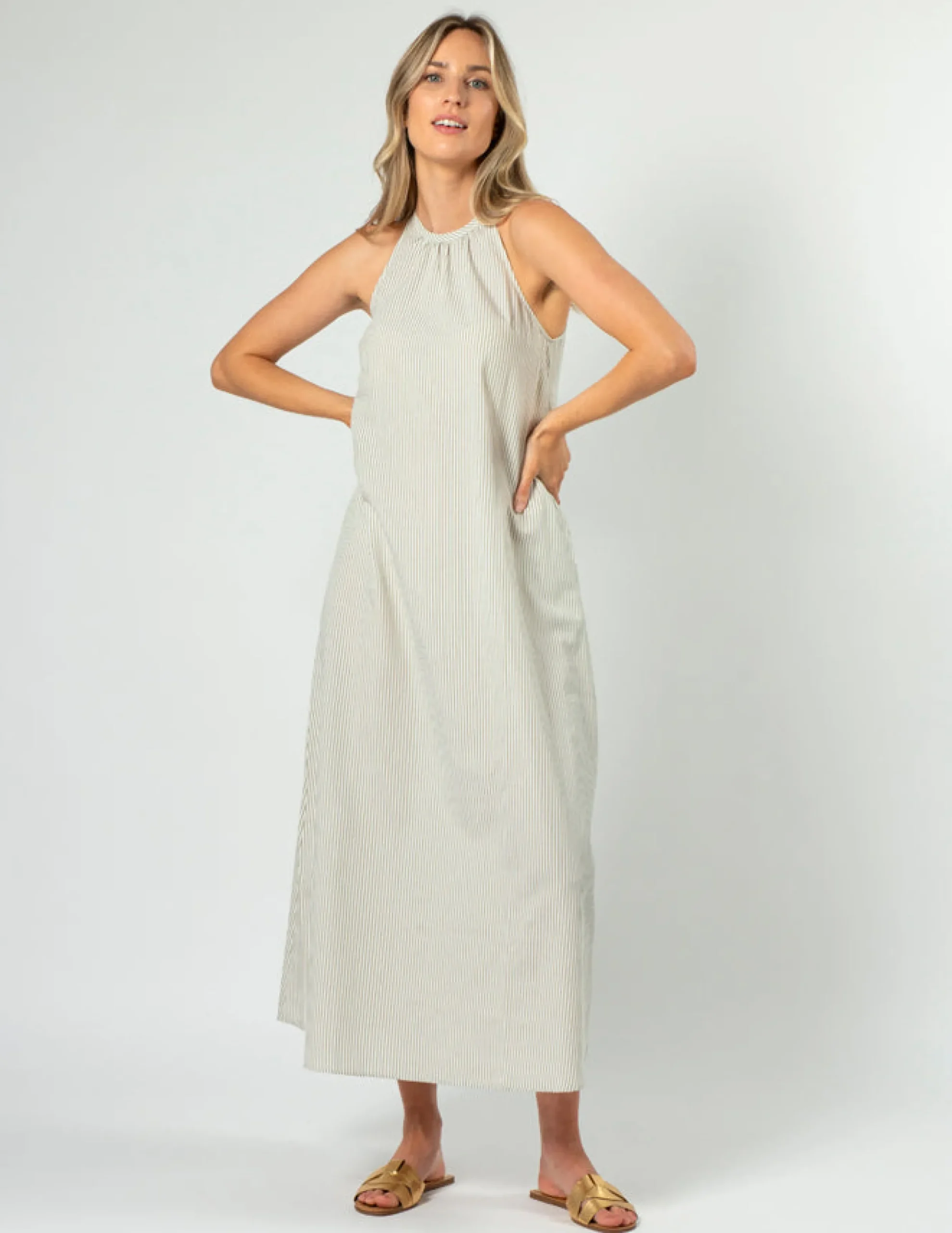 STELLA ESSENTIALS Nyla Dress - Khaki Stripe