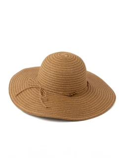 Straw Hat - Raffia Bow and Beads