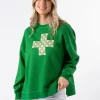 Sunday Sweater - Emerald with Blush Houndstooth