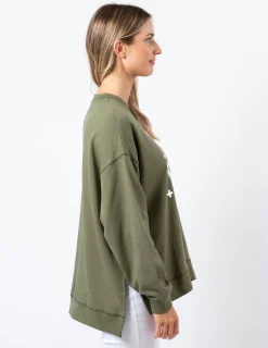 Sunday Sweater - Khaki with Blush Love