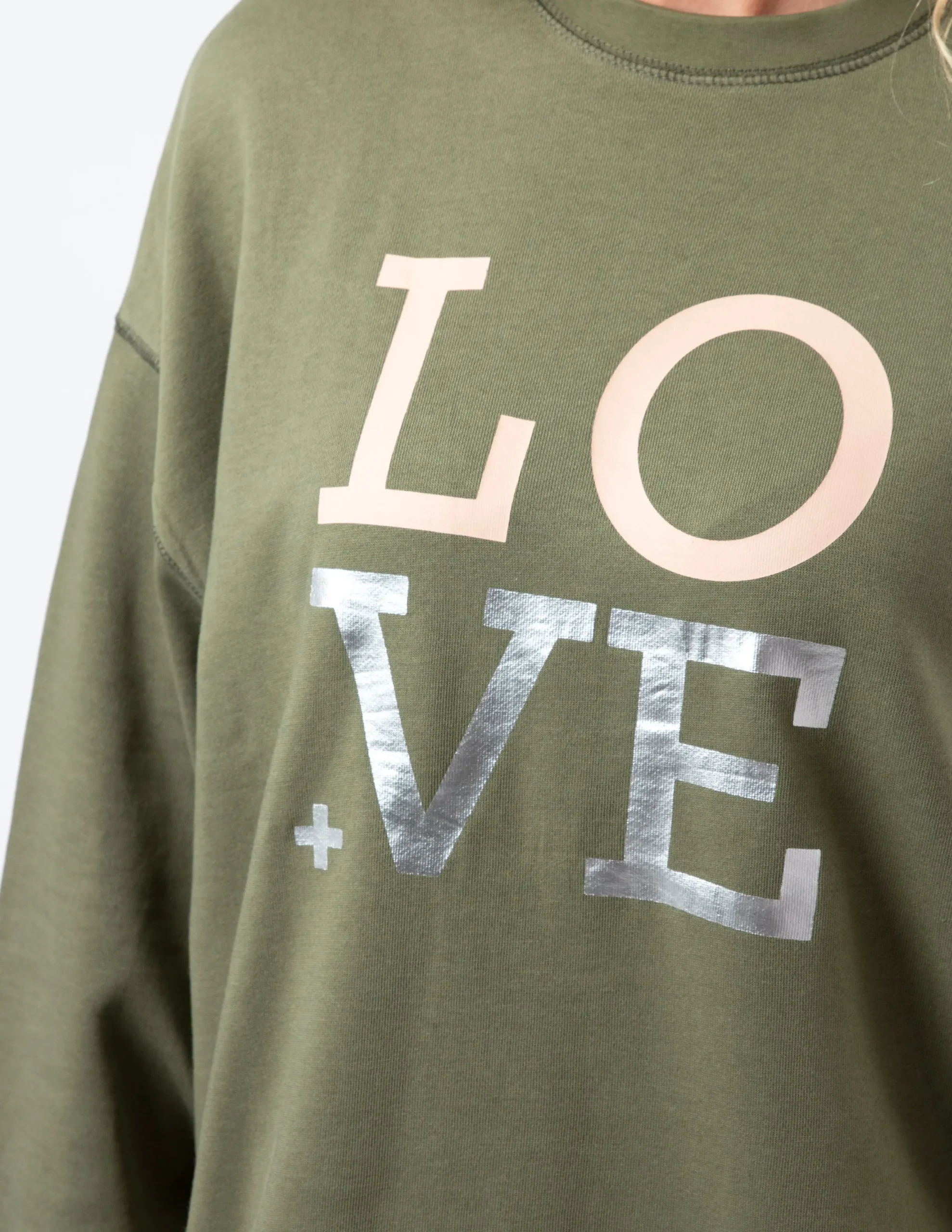 Sunday Sweater - Khaki with Blush Love