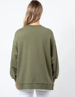 Sunday Sweater - Khaki with Blush Love