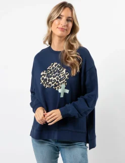 Sunday Sweater - Navy Leopard Rose