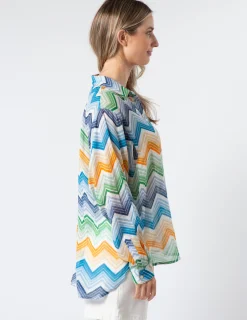 Syros Blouse - Zig Zag Green