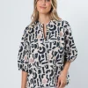 Tamsin Blouse - Navy Geo