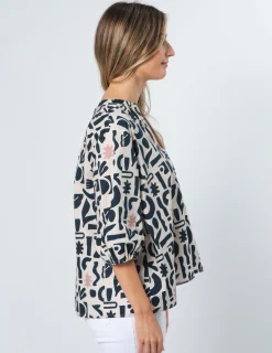 Tamsin Blouse - Navy Geo