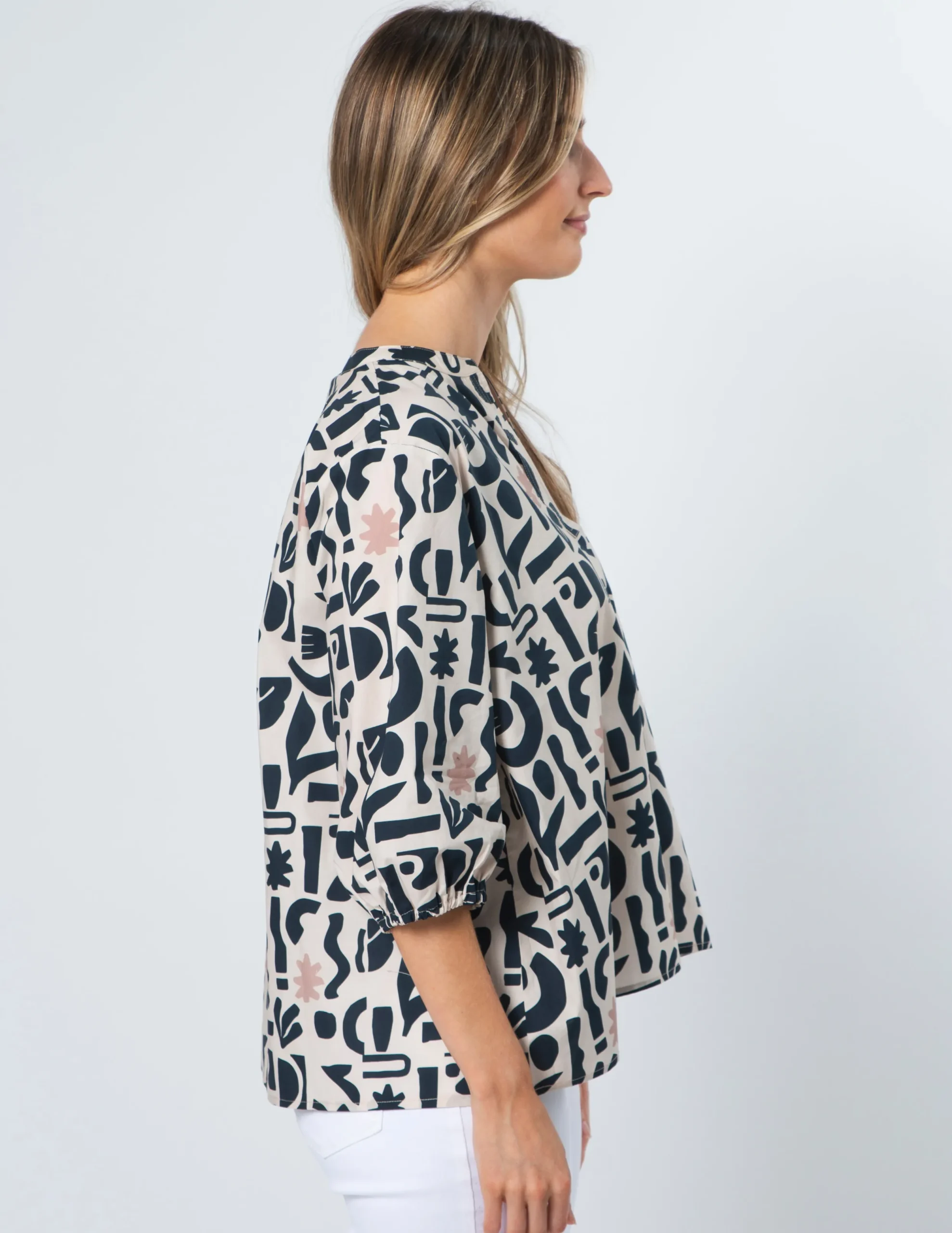 Tamsin Blouse - Navy Geo