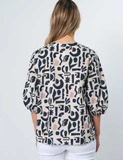Tamsin Blouse - Navy Geo