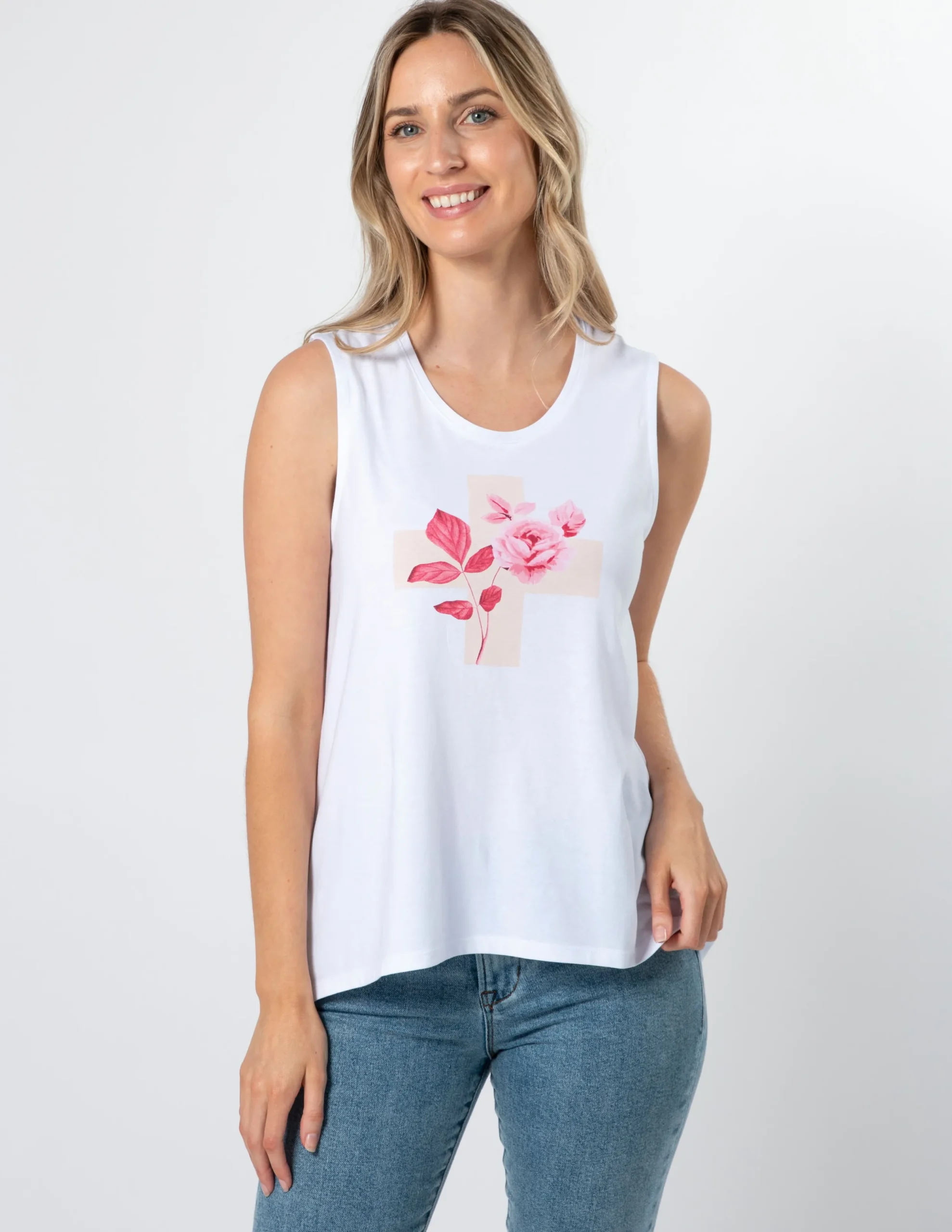 Tank - White Jolie Ruby Rose Cross