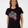 T-Shirt - Black Leopard Flower