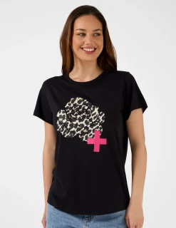 T-Shirt - Black Leopard Flower