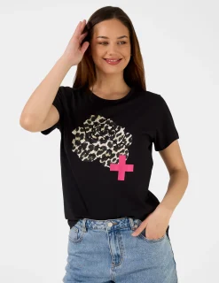 T-Shirt - Black Leopard Flower