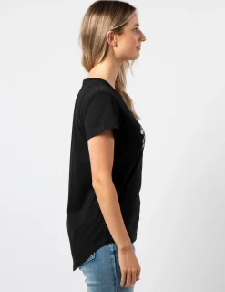T-Shirt - Black with Leopard Rose