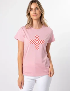 T-Shirt - Blush Chevron Cross