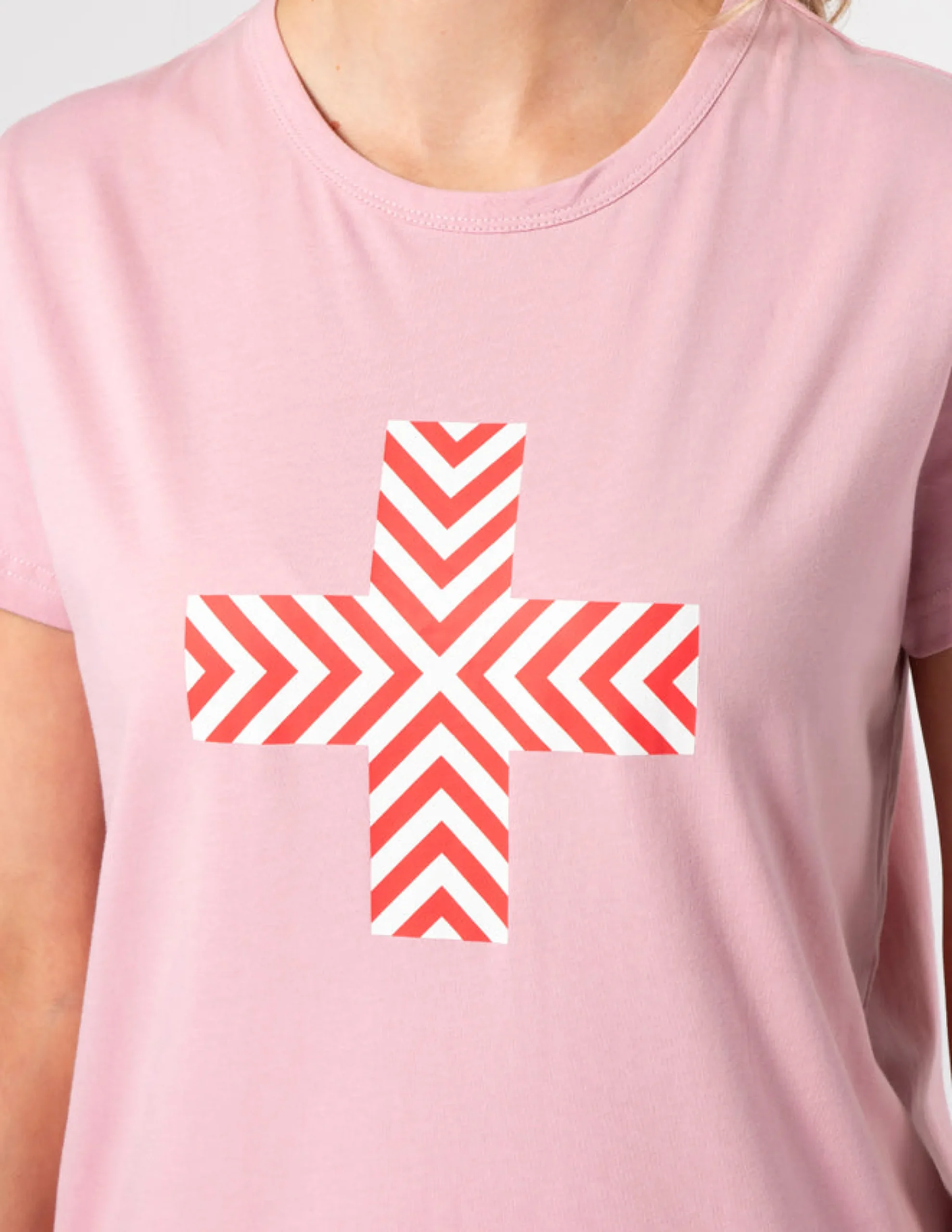T-Shirt - Blush Chevron Cross