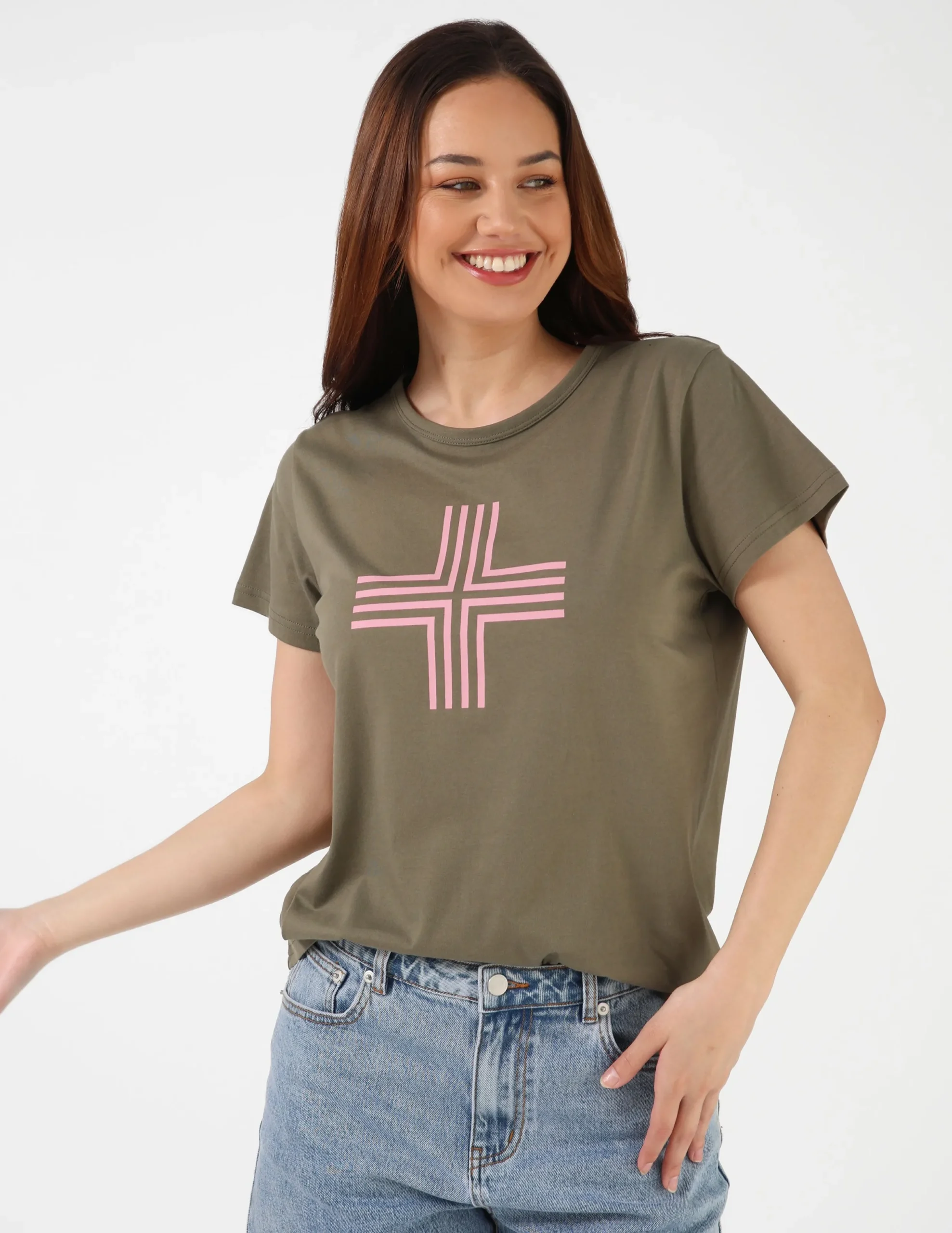 T-Shirt - Khaki Blush Cross