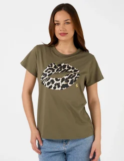 T-Shirt - Khaki Leopard Lips