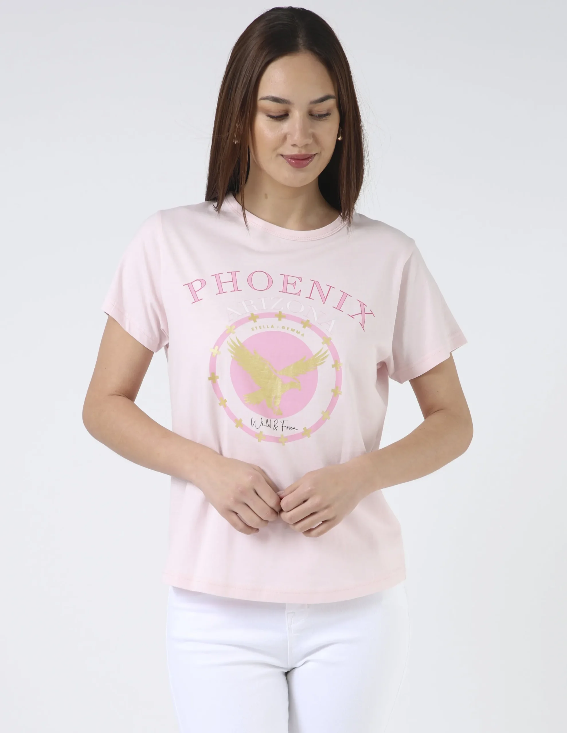 T-Shirt - Rose Pink Wild and Free Eagle