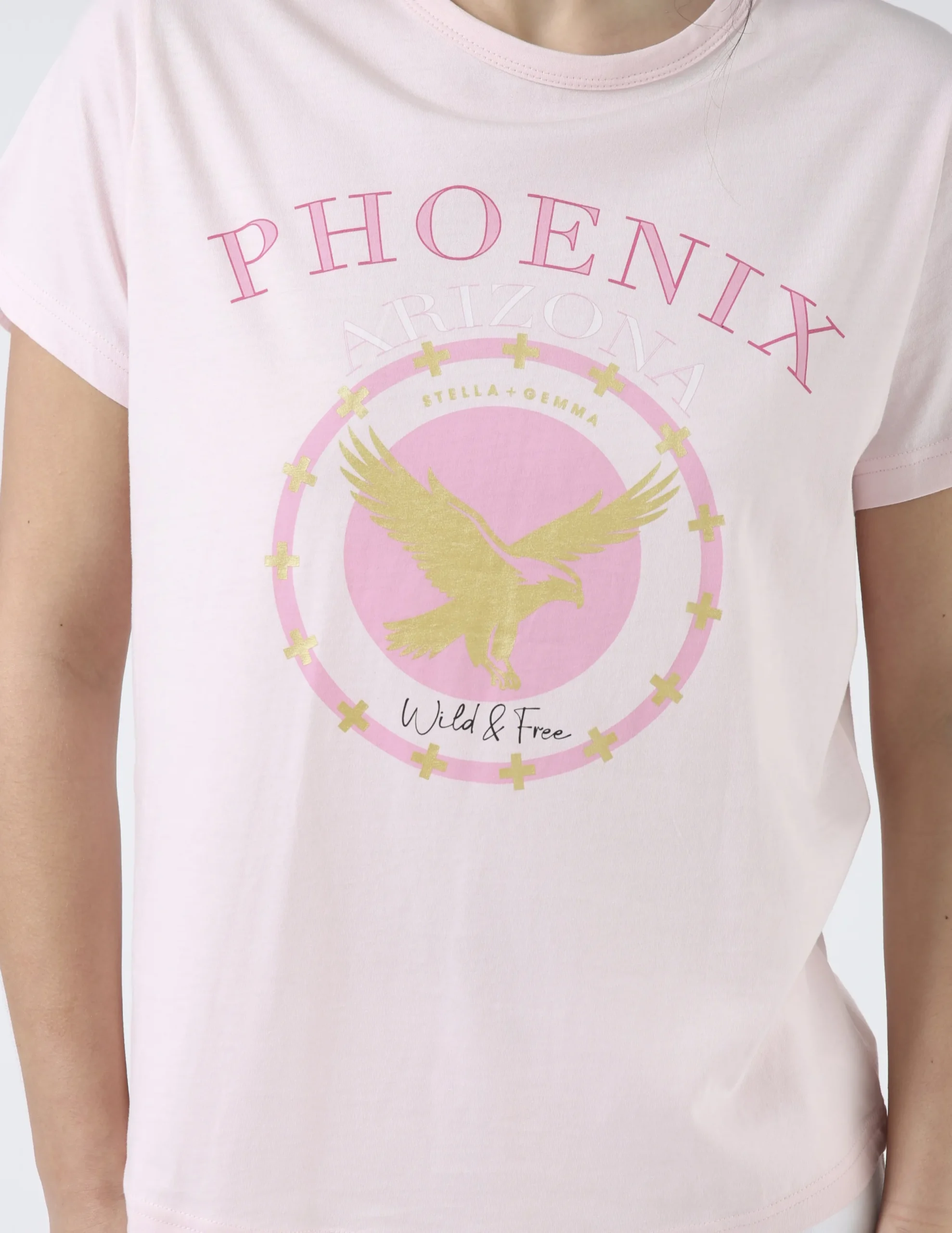 T-Shirt - Rose Pink Wild and Free Eagle