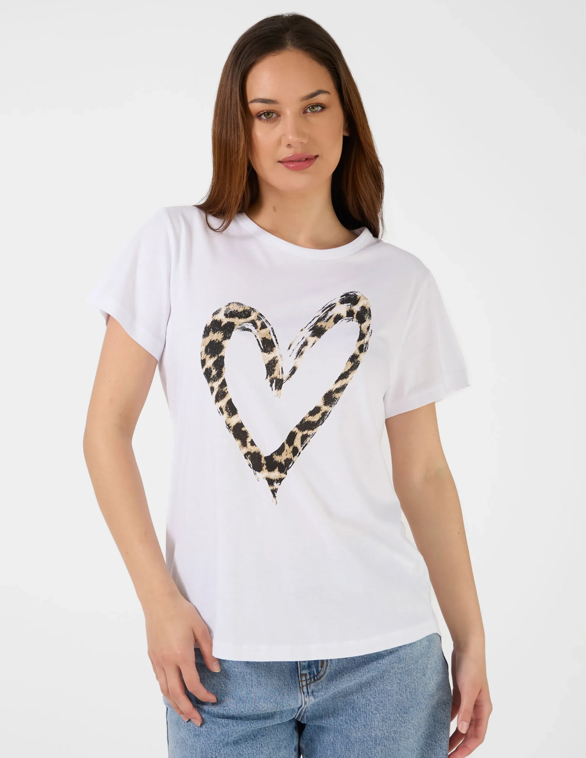 T-Shirt - White Leopard Heart
