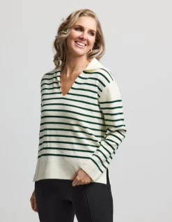 Vail Jumper - Milk/Emerald Stripe