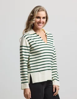 Vail Jumper - Milk/Emerald Stripe